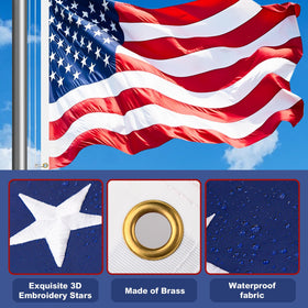 Bknius nylon USA flag included for immediate outdoor display