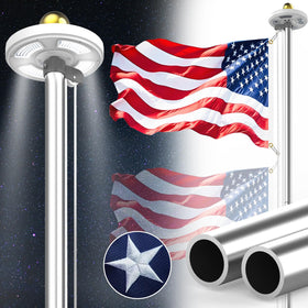Bknius solar light attached to flagpole for nighttime brightness