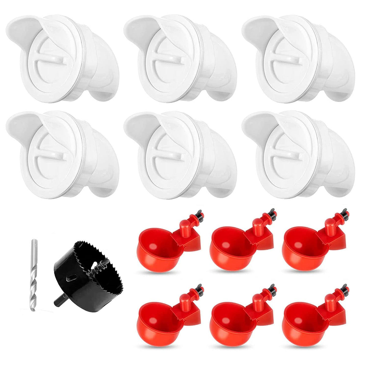 Bkotoo chicken feeder ports six-pack enables steady dry feed for flocks