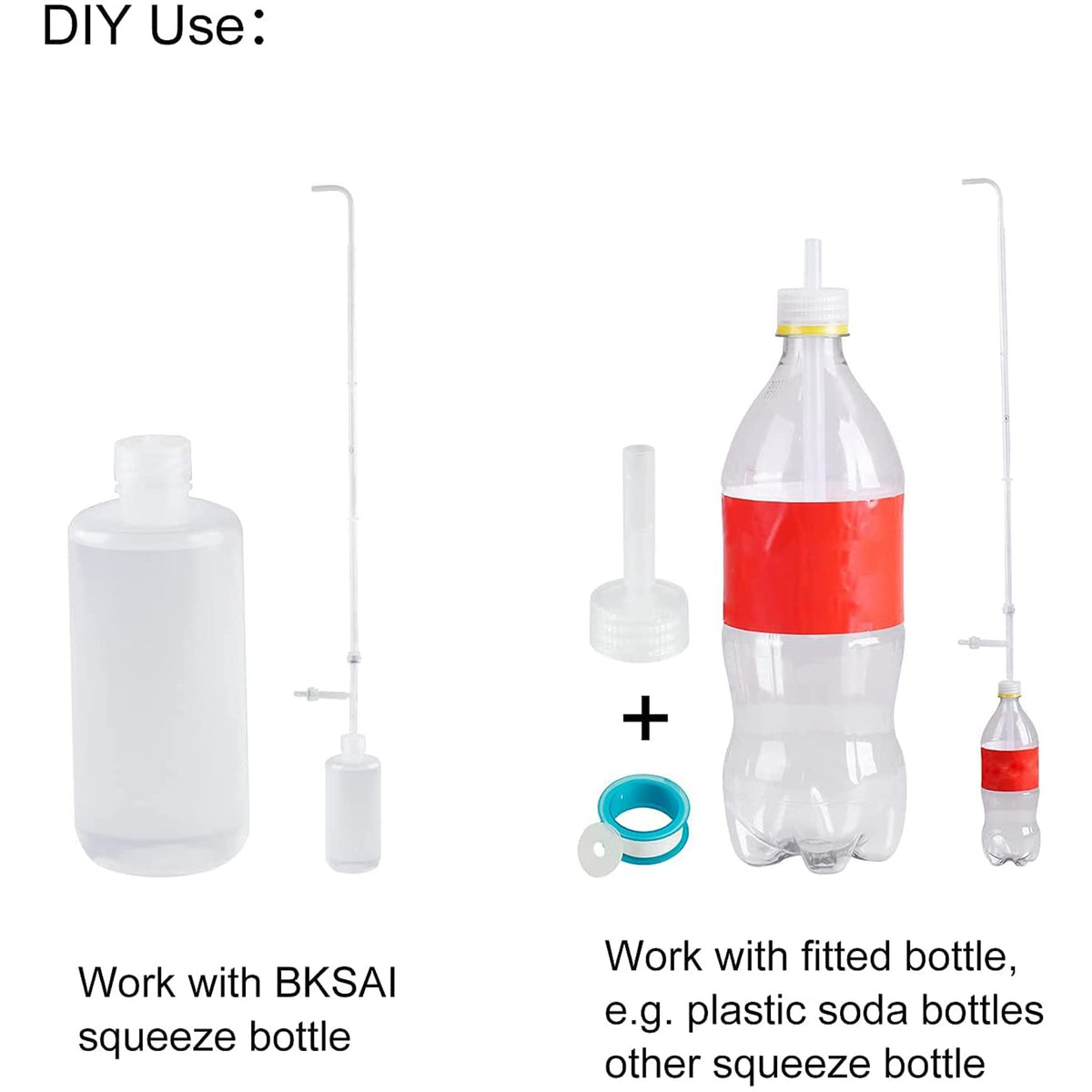 BKSAI long-cap spout compatible with most bottles for easy refills.