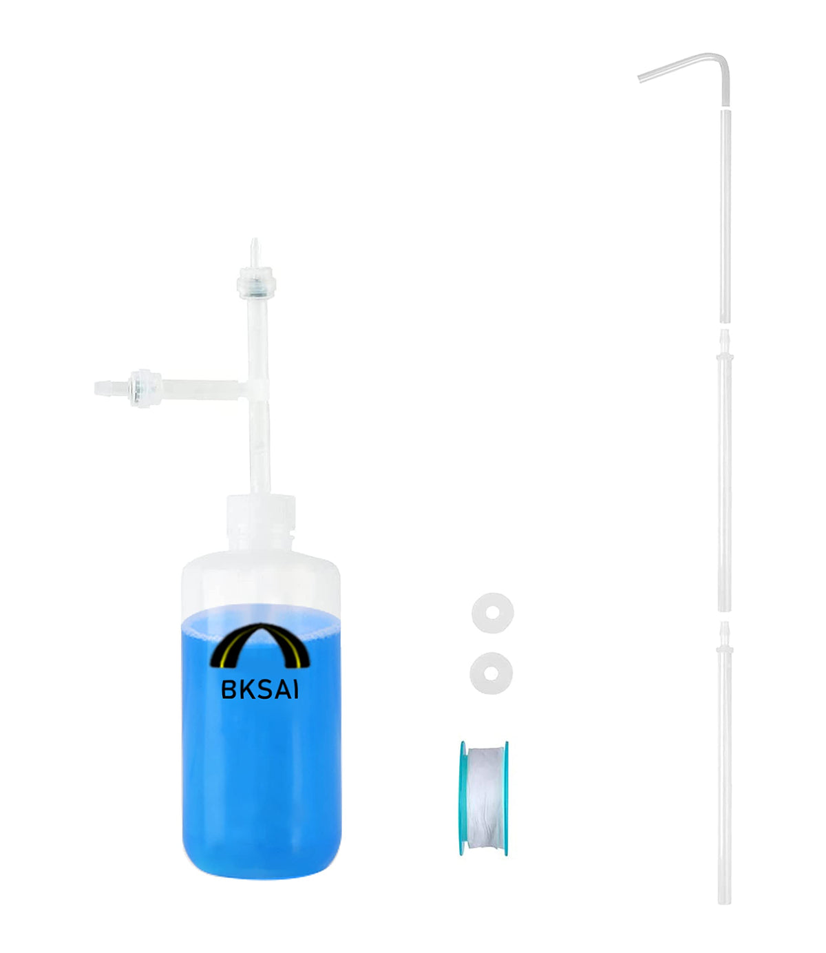 BKSAI hanging plant watering bottle with long spout for easy overhead watering.