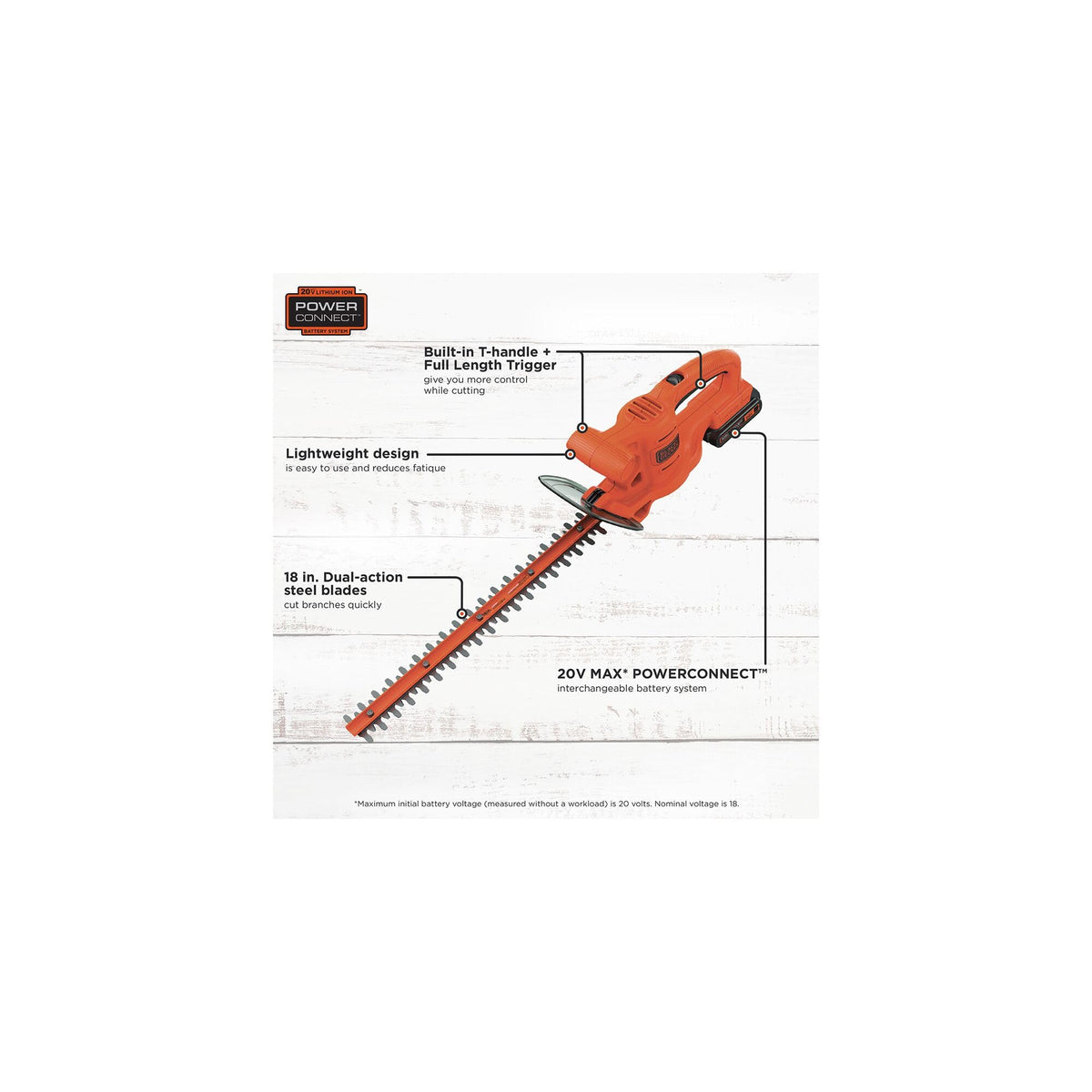 LIGHTWEIGHT BLACK+DECKER hedge trimmer design reduces user fatigue