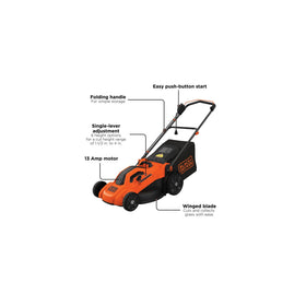 BLACK+DECKER BEMW213 side discharge chute demonstrates versatile debris management.