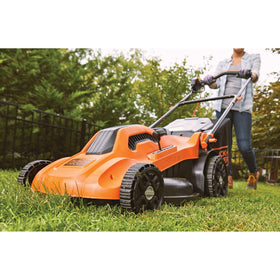 BLACK+DECKER BEMW213 storage-ready mower fits small sheds.