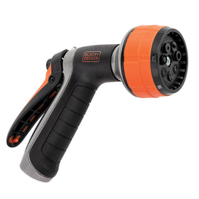 Black + Decker Dial 7 jet pattern nozzle for precise watering and quick garden cleanup.