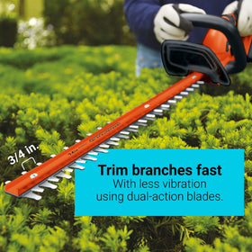 BLACK+DECKER hedge trimmer wraparound handle for secure grip during trimming