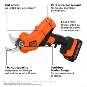 BLACK+DECKER BCPR320C1 cordless pruning in action