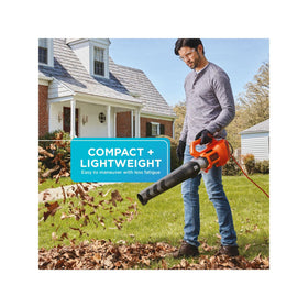 BLACK+DECKER BEBL750 reaches 140 MPH to move leaves efficiently.