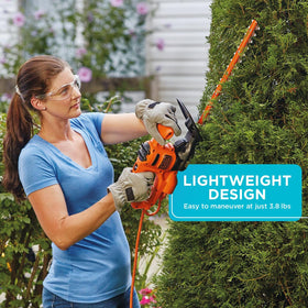 BLACK+DECKER BEHT100 compact design eases maneuvering around hedges
