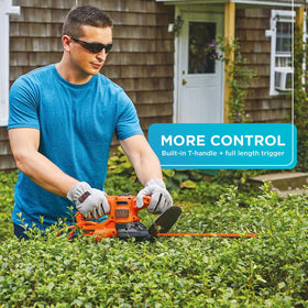 BLACK+DECKER BEHT100 ergonomic T-handle enhances grip and control during pruning