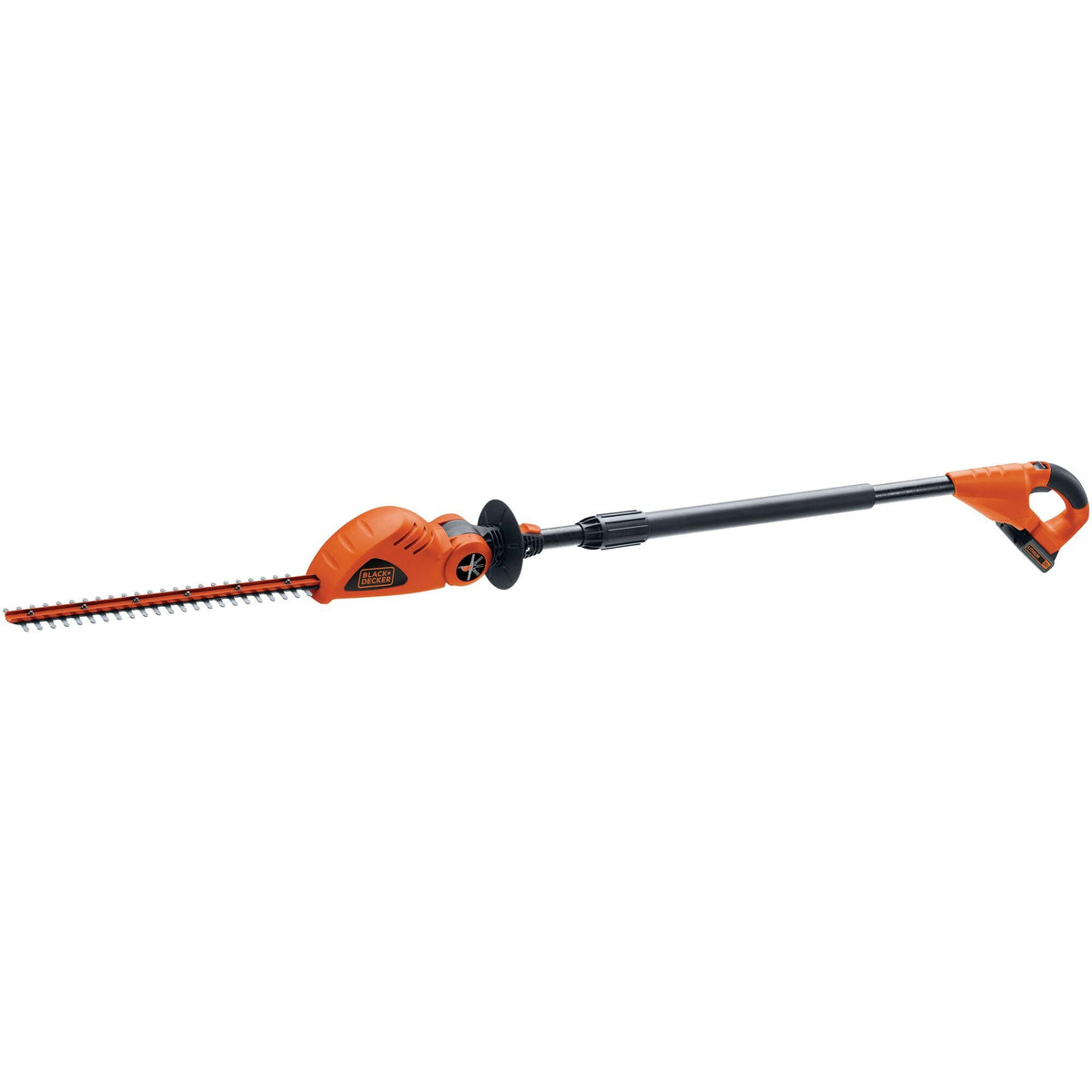 Black+Decker LPHT120 cordless pole hedge trimmer with extended reach for tall hedges