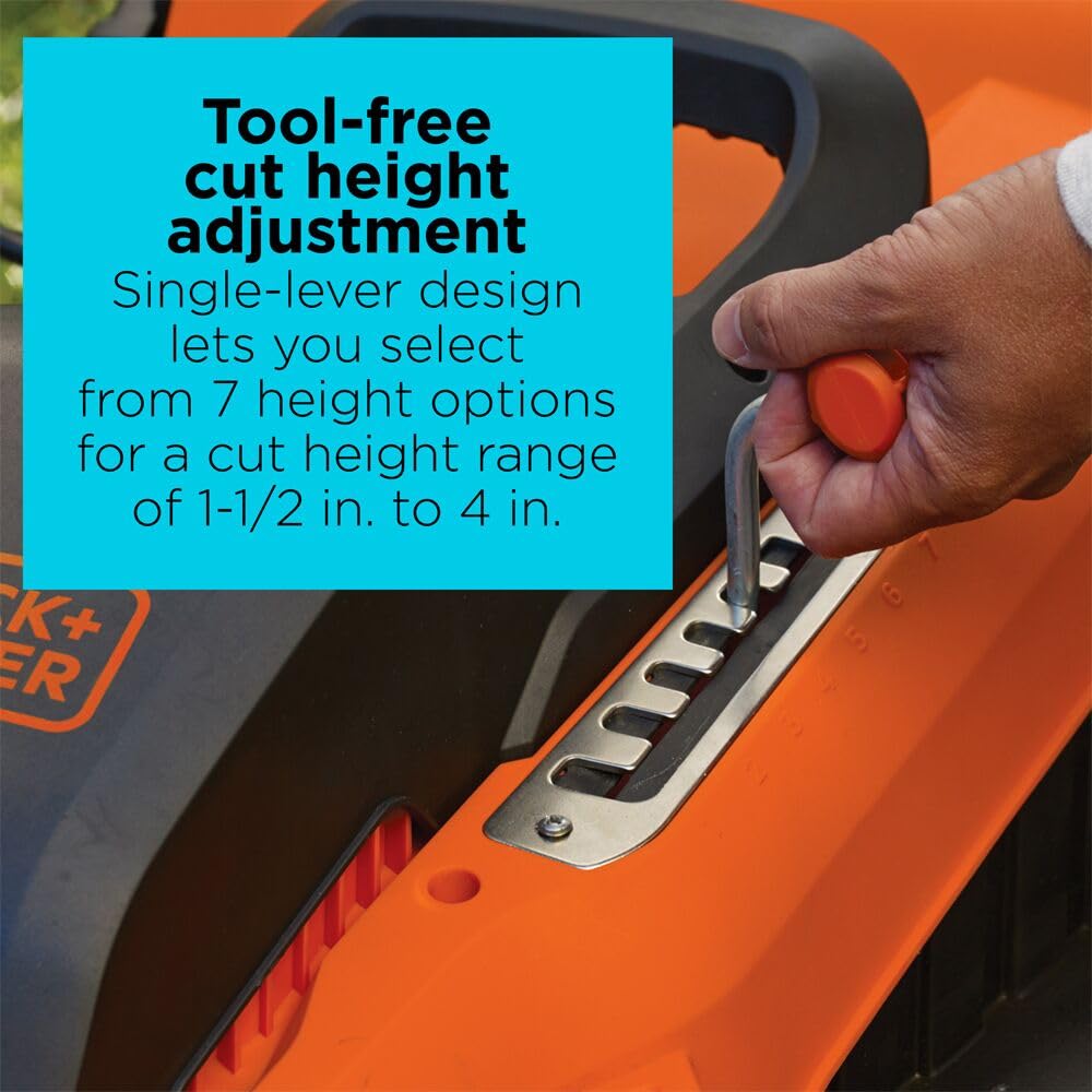 Seven setting height range from 1.5 to 4 inches for varied conditions