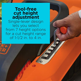 Seven setting height range from 1.5 to 4 inches for varied conditions