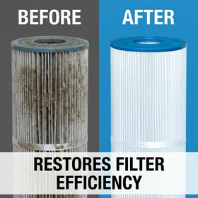 Application of Black Diamond Stoneworks Ultimate Spa Filter Cleaner on a pleated cartridge
