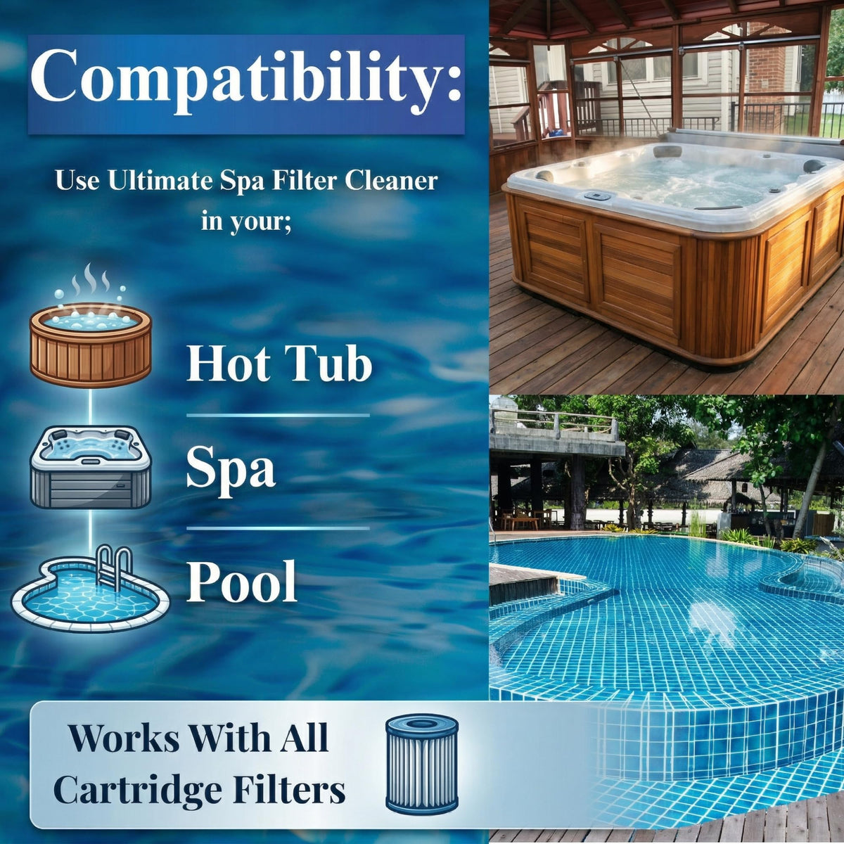 Clean filter after using Black Diamond Stoneworks Ultimate Spa Filter Cleaner showing residue-free rinse