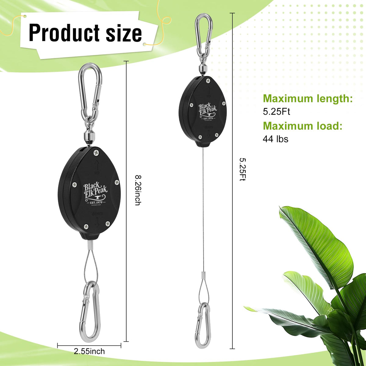 Black Elk Peak stainless steel swivel connector prevents twisting.