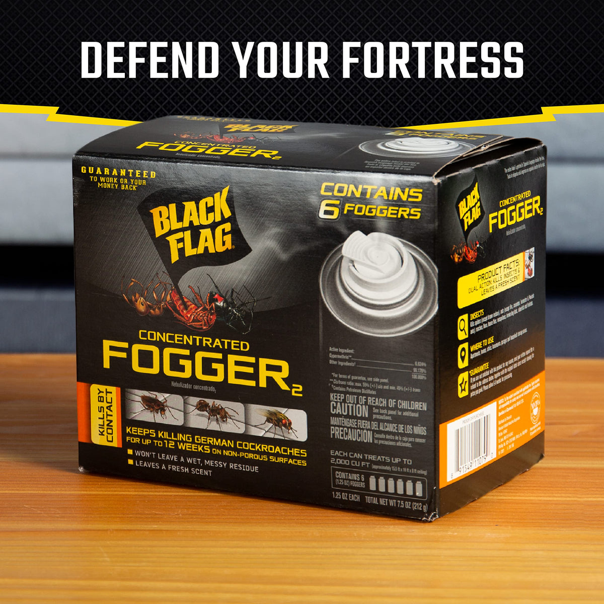 Black Flag fogger leaves no wet residue, ideal for apartments and electronics areas.