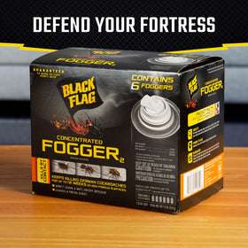 Black Flag fogger leaves no wet residue, ideal for apartments and electronics areas.