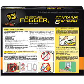 Black Flag fogger demonstrates room coverage up to 2,000 cubic feet for efficient treatment.
