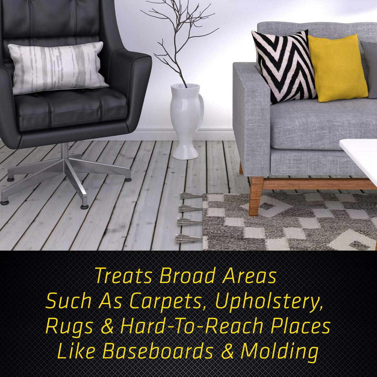 Baseboards and moldings treated with Black Flag Extreme Flea Killer for full coverage