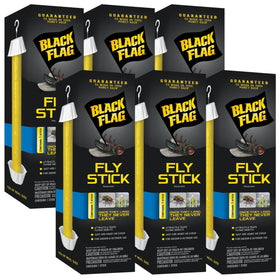 Black Flag Fly Stick hanging indoors traps flying insects.