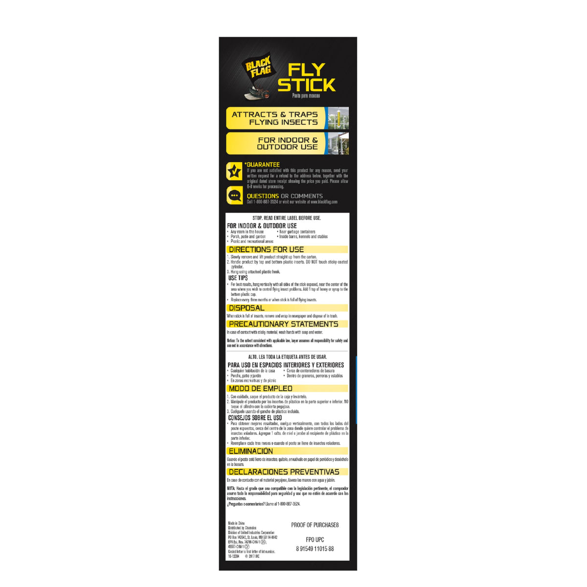 Pack of six Black Flag Fly Sticks for multiple areas.