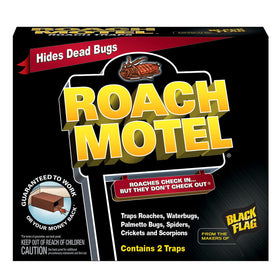 Black Flag Roach Motel trap front view shows adhesive entry catching roaches