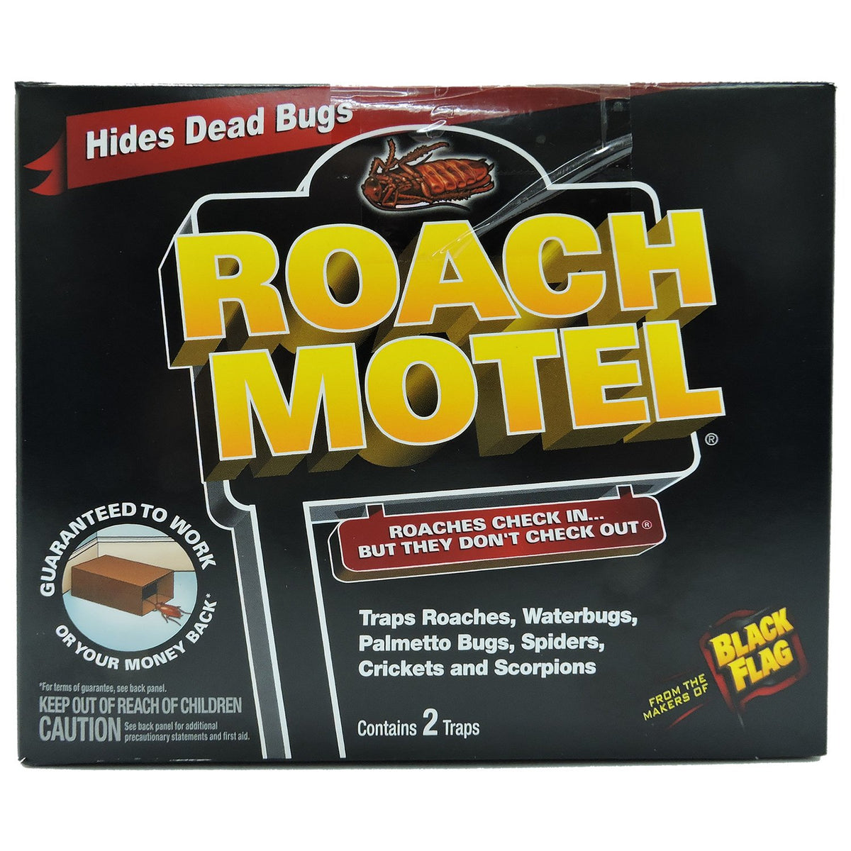 Black Flag Roach Motel trap open box showing two traps