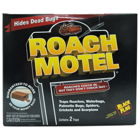 Black Flag Roach Motel trap open box showing two traps