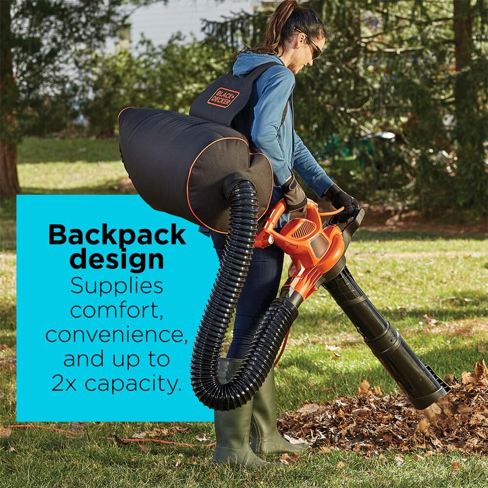 Air reaches up to 250 mph with BLACK+DECKER BEBL7000 for quick debris removal.