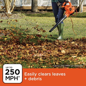 Mulcher mode on BLACK+DECKER BEBL7000 reducing leaf volume for compost.