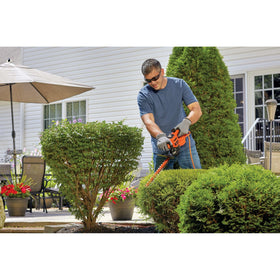 Cord-powered for unlimited runtime and no fumes with BLACK+DECKER hedge trimmer