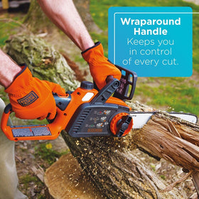 BLACK+DECKER LCS1020 tool-less-chain-tensioning makes adjustments simple.