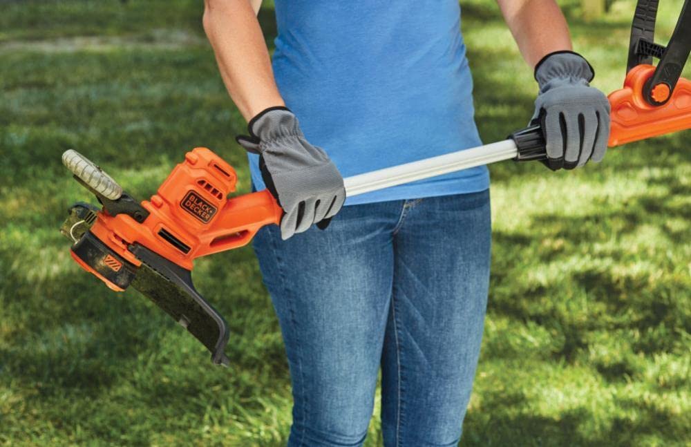 BLACK+DECKER 2-in-1 trimmer and edge with rotating design for versatile lawn care.
