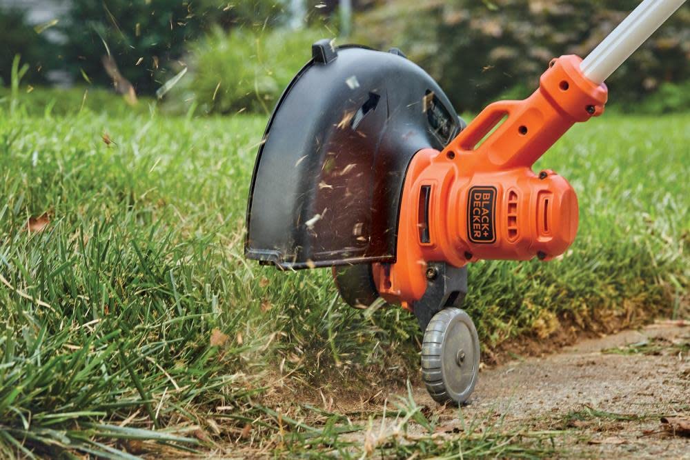 BLACK+DECKER lightweight trimmer with adjustable handle for comfortable use.