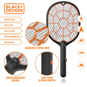 BLACK+DECKER Bug Zapper Racket side profile shows lightweight cordless design.
