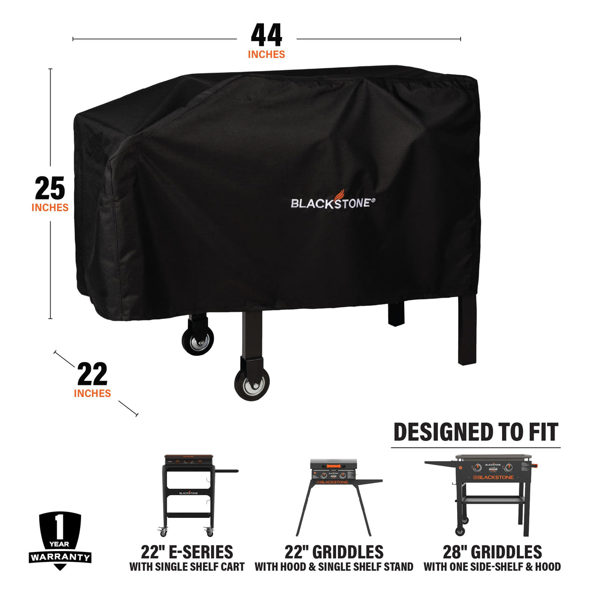 Blackstone 1529 28-inch griddle cover fabric detail highlights 600D canvas and reinforced stitching