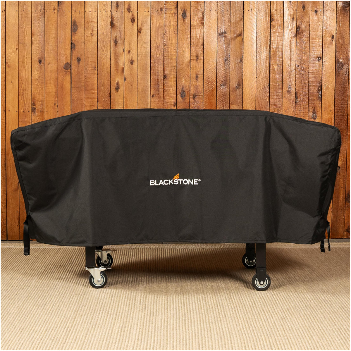 Close-up of water-resistant fabric showing all-weather protection for Blackstone griddle.