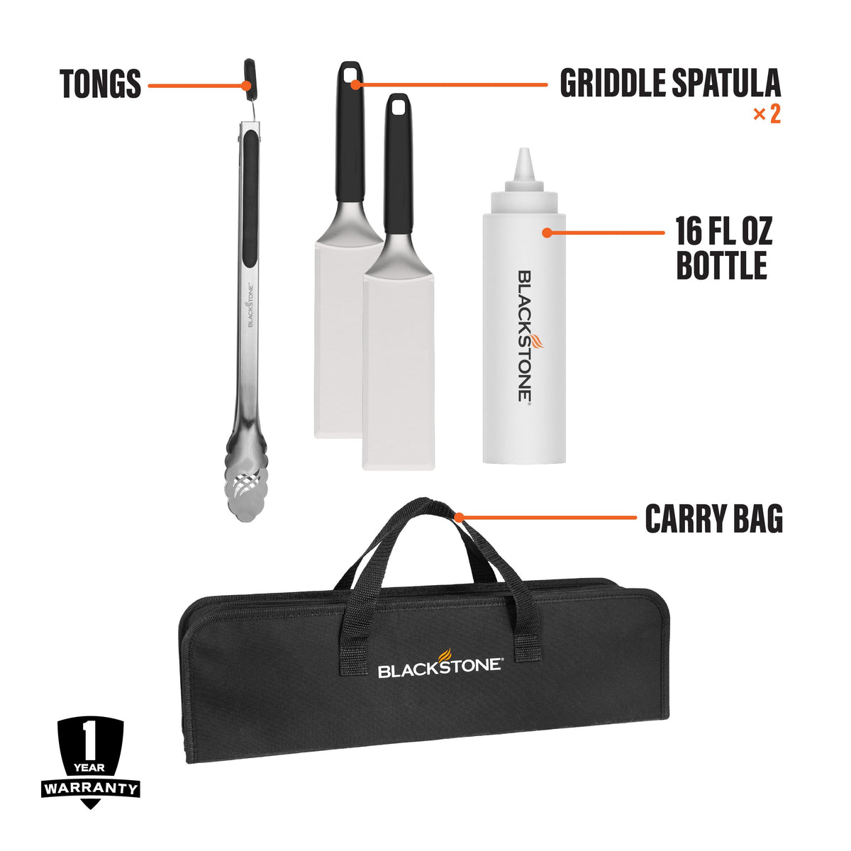 Blackstone 5481 tongs offer secure grip for turning delicate items on high heat.