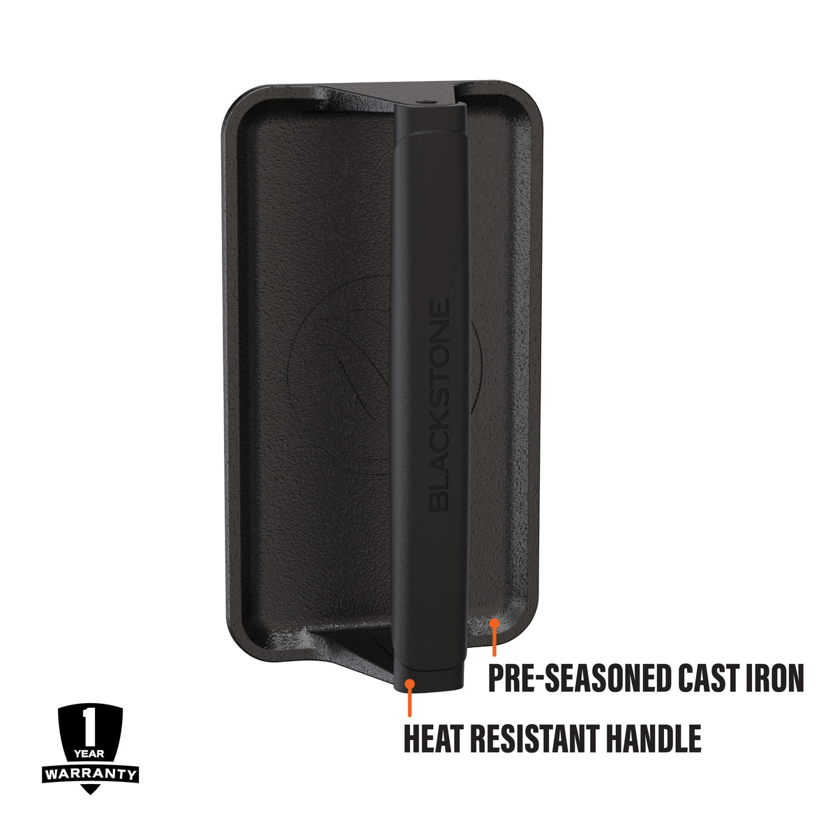 BLACKSTONE 5553 cast iron surface closeup reveals durable, naturally nonstick texture