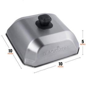 Blackstone 5555 basting cover melts toppings atop burgers.