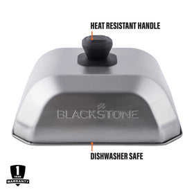 Blackstone 5555 basting cover on-griddle melts cheese evenly with cover.