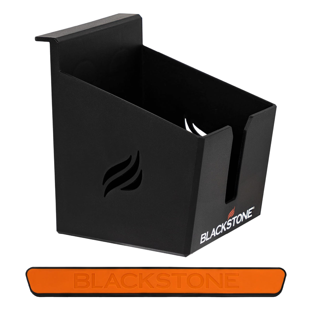 BLACKSTONE 5609 magnetic beverage holder attached to a griddle keeps drinks within easy reach.