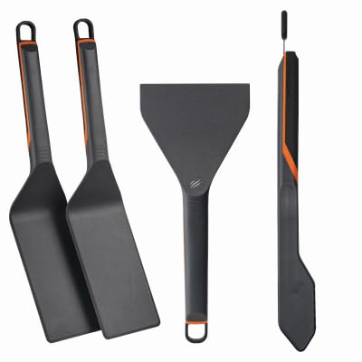 Blackstone 8202 E-Series tool kit assembled, ready for easy griddle flipping and scraping.