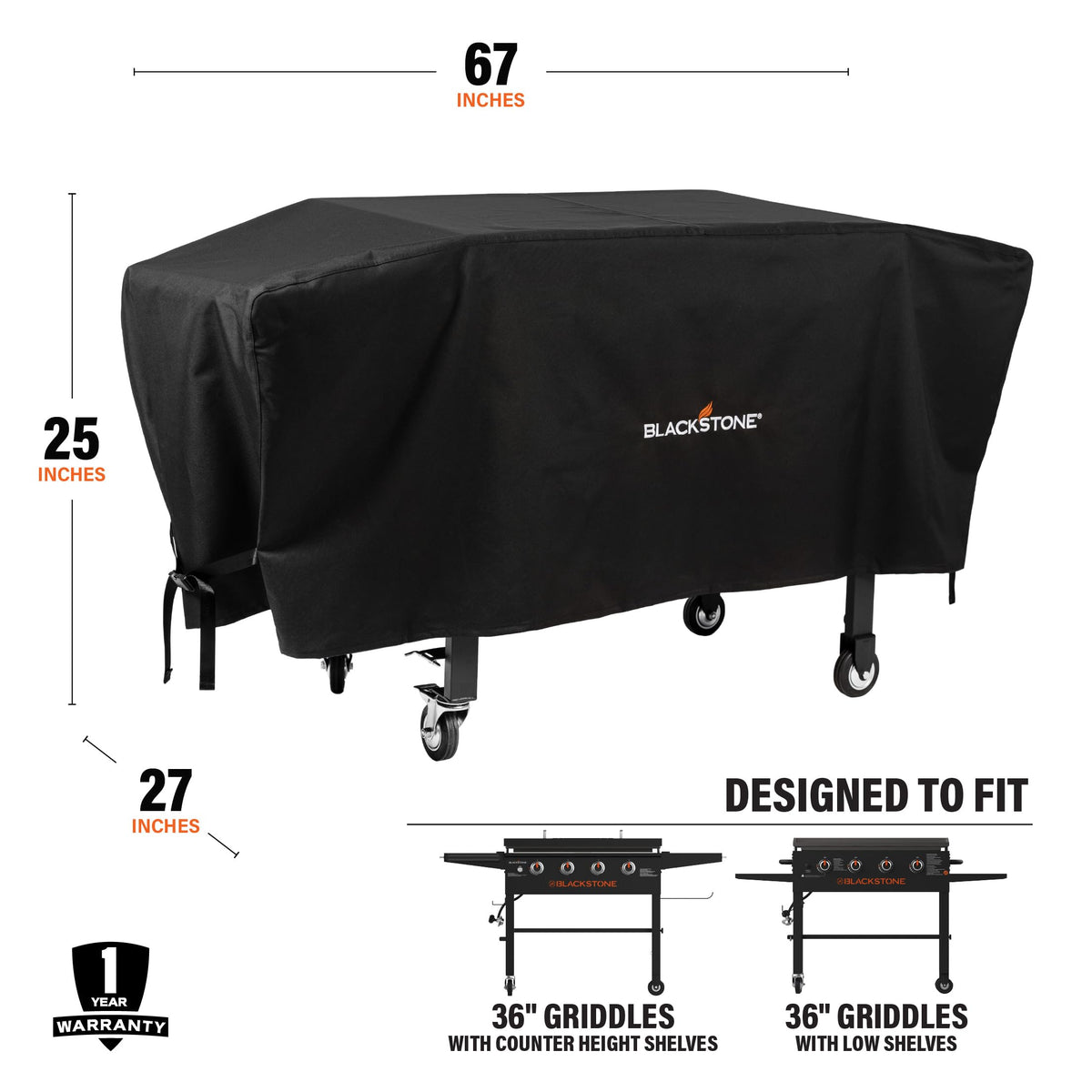 Buckle closure under the base ensures the Blackstone cover stays secure in wind.