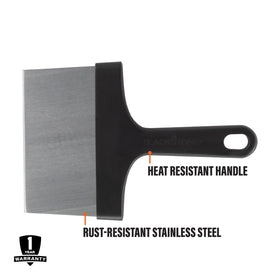Blackstone griddle scraper beveled edges to lift burnt-on residue.