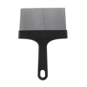 Blackstone griddle scraper with stainless steel blade removes tough grease from a flat top.