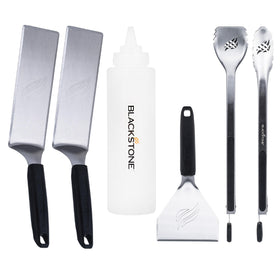Blackstone griddle tool kit close-up with rust resistant stainless steel