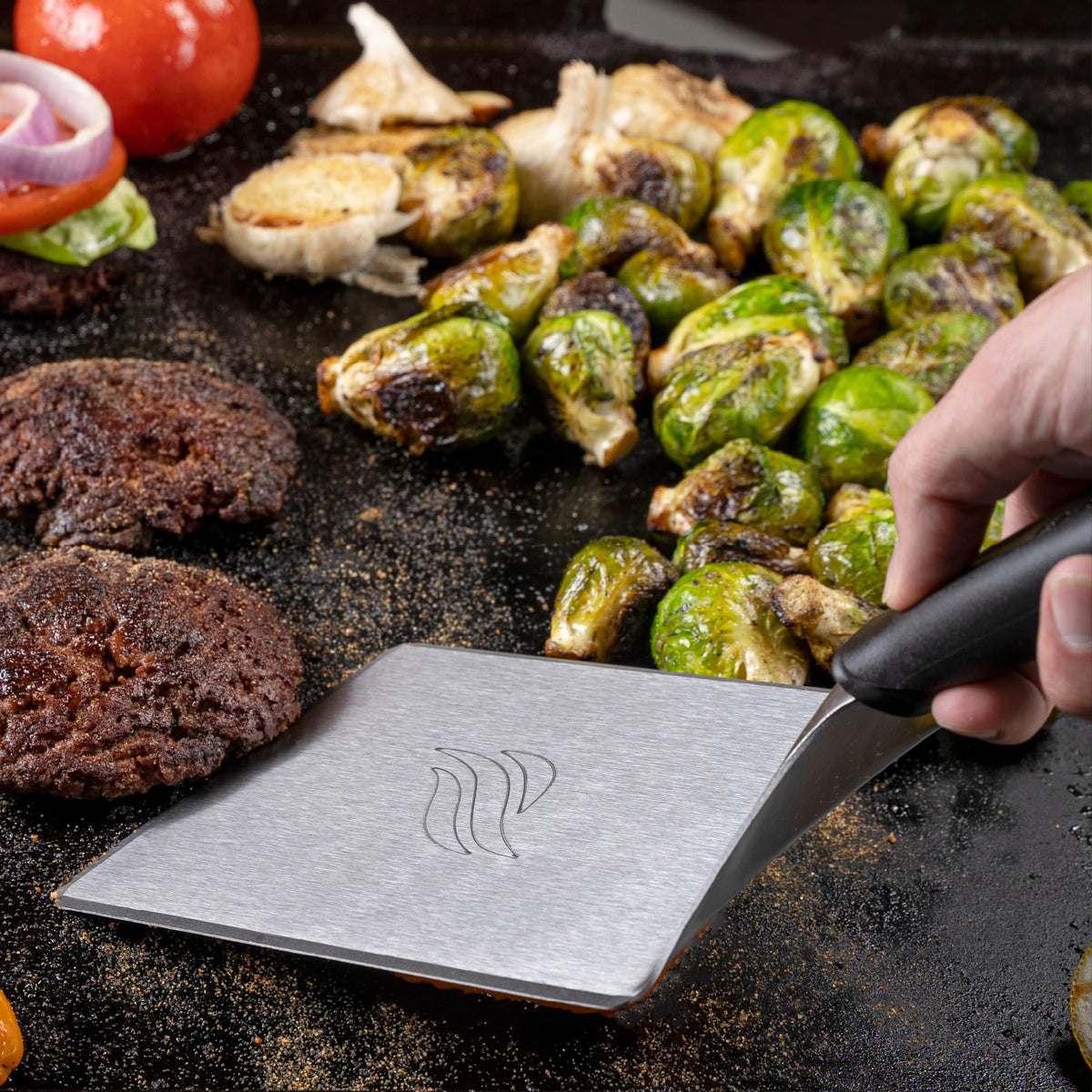 Blackstone hamburger griddle spatula wide blade lifting large pancakes with ease