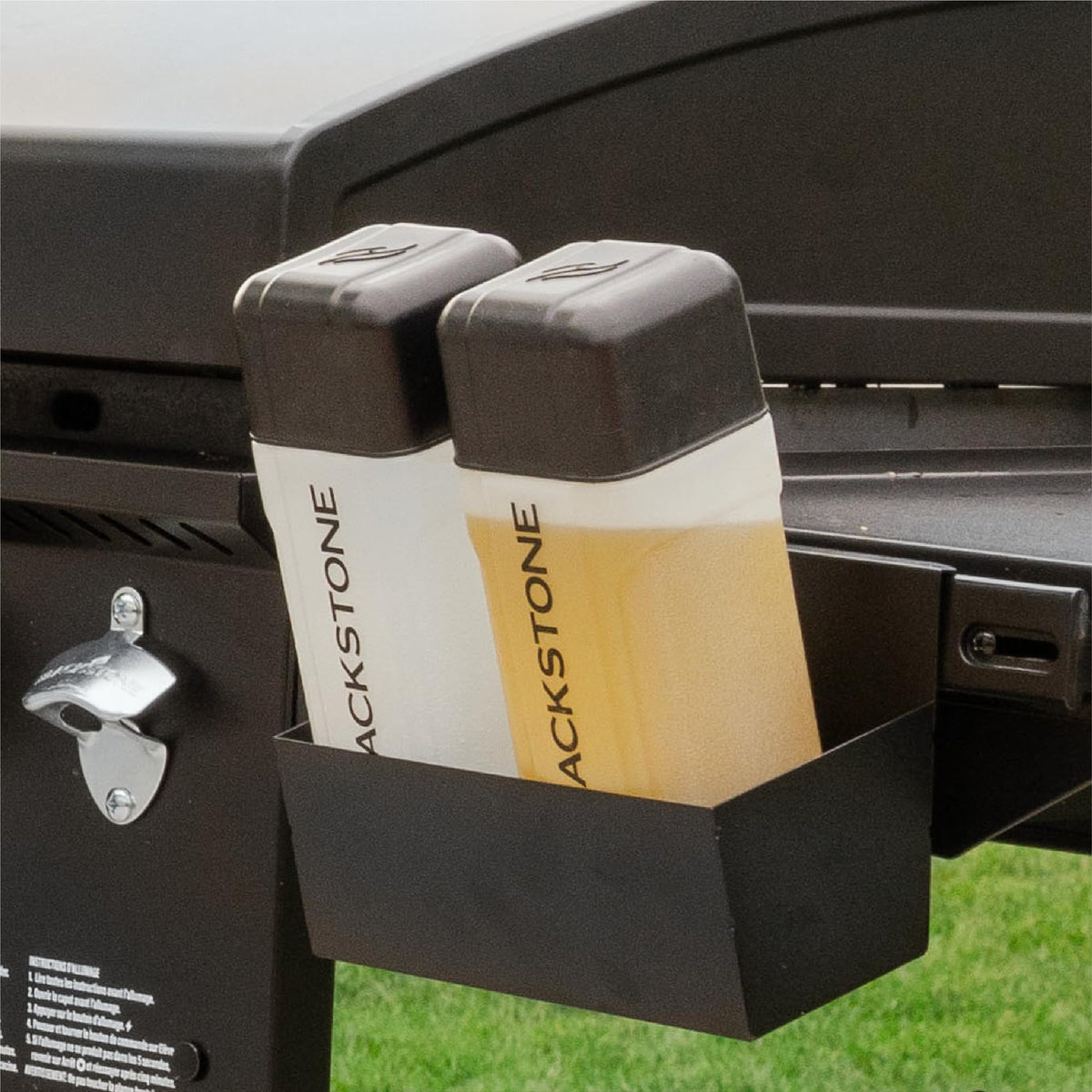 Blackstone Omnivore griddle large prep area with hooks for organization.